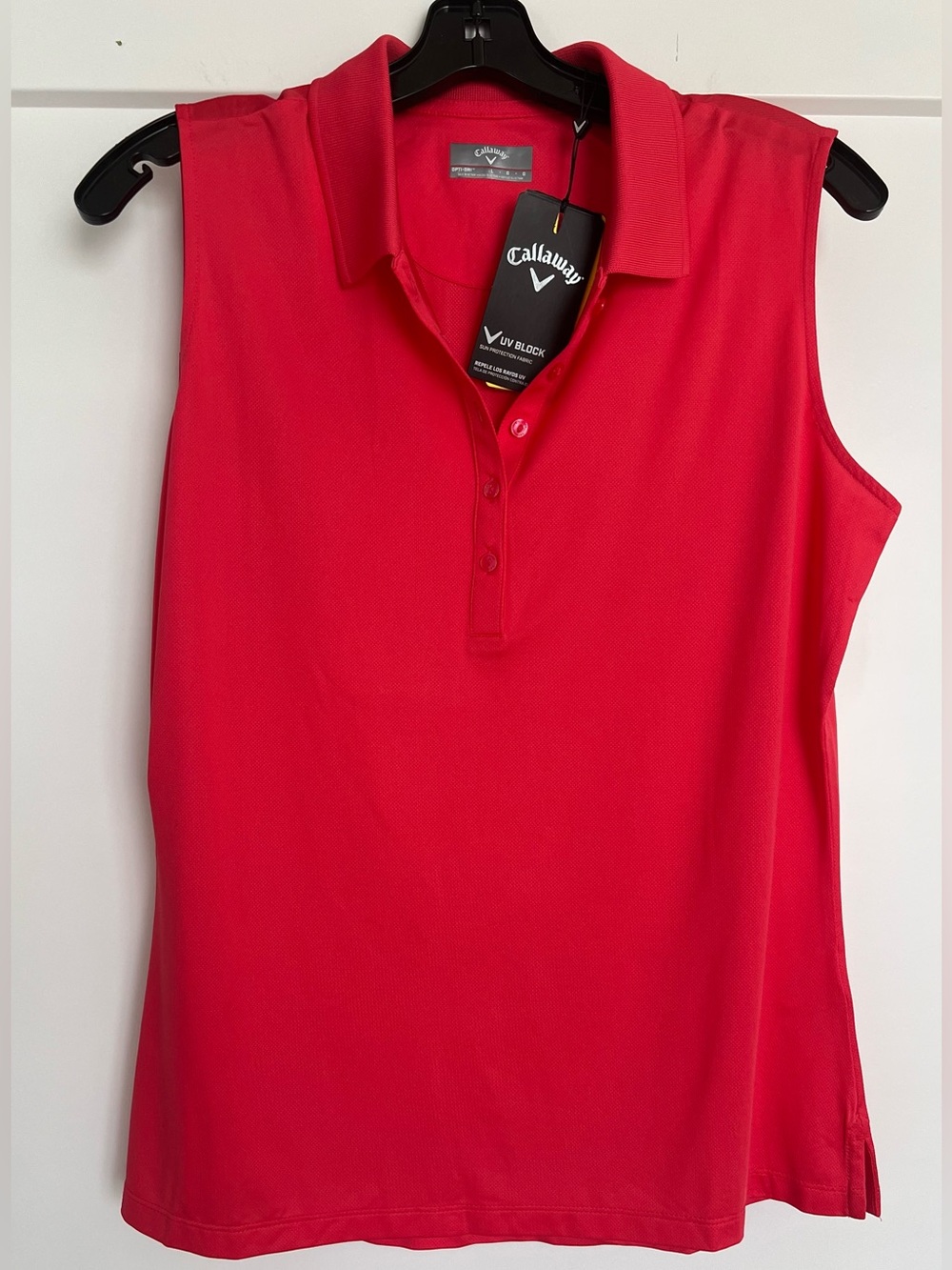 Callaway Women's Opti- Dry Pink Sleeveless Polo Top UV Tennis Pickleball Size L